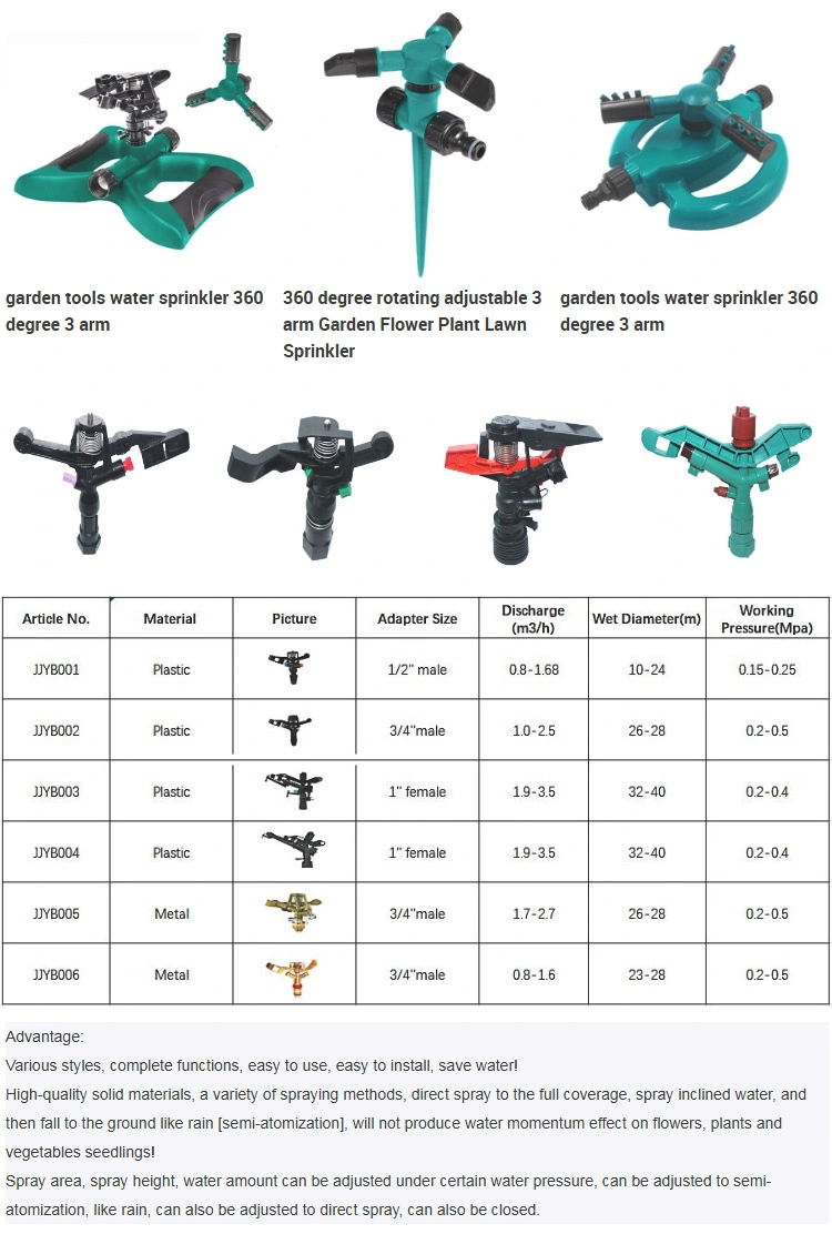 High Pressure Long Distance Metal/Plastic Irrigation Impact Garden Sprinkler Adjustable Butterfly Impulse Sprinkler