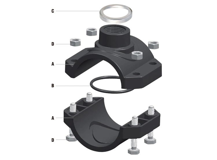 PP Pipe Clamp Saddle Female Base for Drip Irrigation Systems