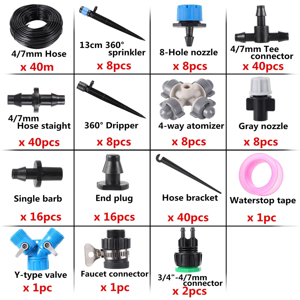 Garden Automatic Drip Irrigation System Kit 1/4&quot; Distribution Tubing Micro Watering Kit for Greenhouse Patio