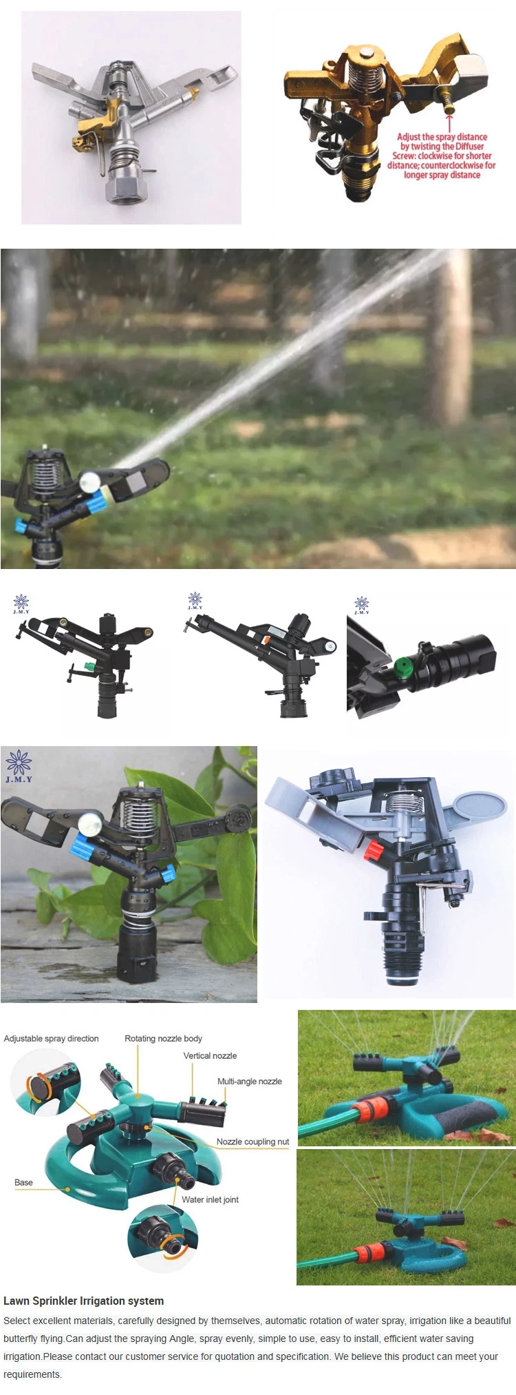 High Pressure Long Distance Metal/Plastic Irrigation Impact Garden Sprinkler Adjustable Butterfly Impulse Sprinkler