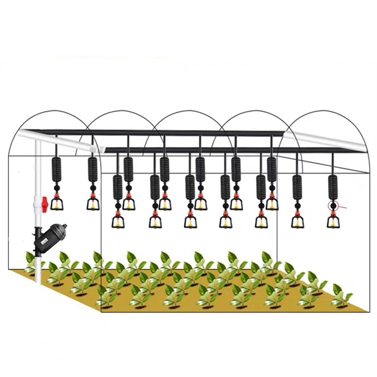 Agriculture Irrigation 4 Outlet Fog Misting Nozzle Hanging Cross Atomized Micro Spray Mist Sprinkler