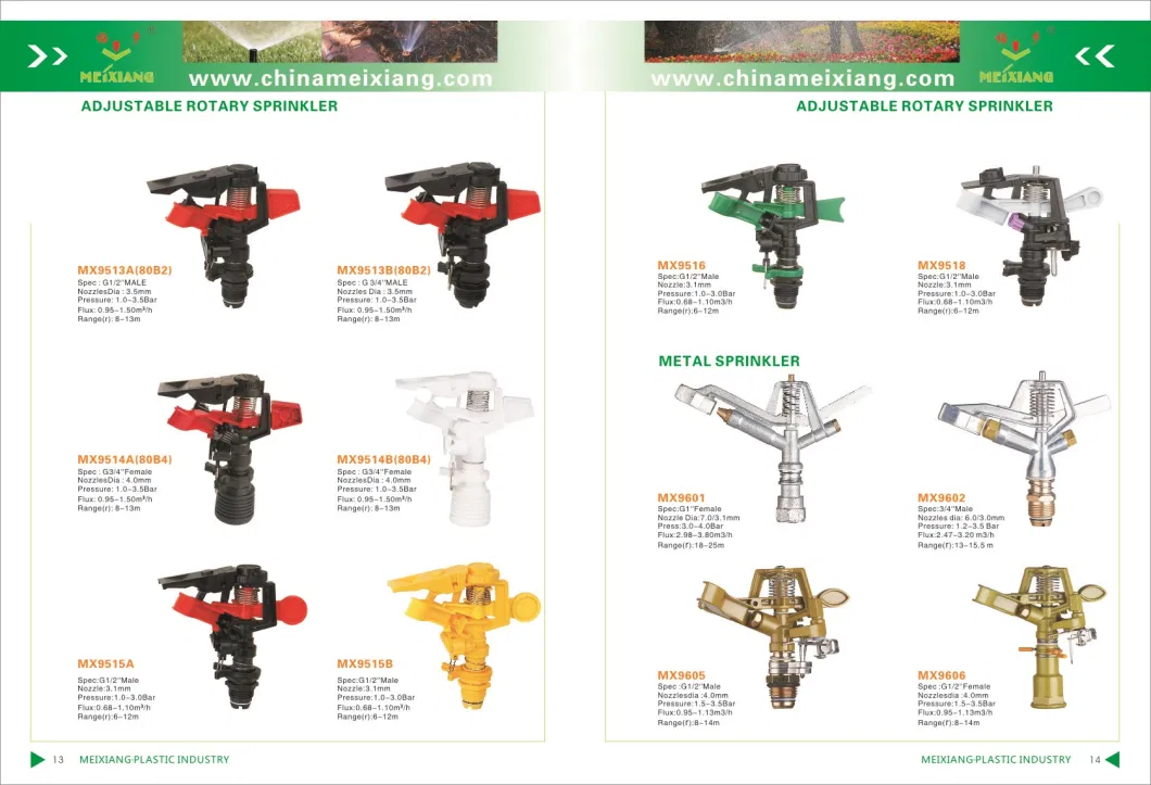 G3/4&prime;&prime; Irrigation Impulse Sprinkler (Double nozzles) (MX9502)