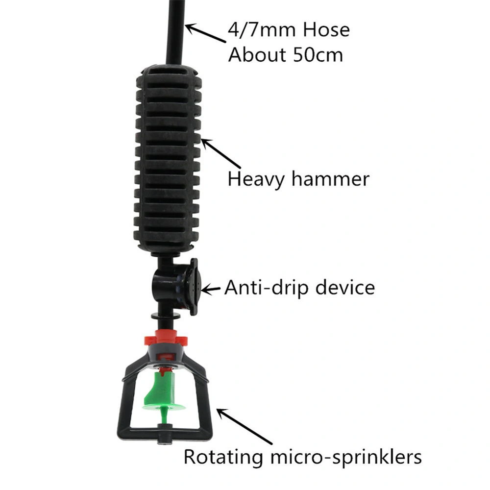 360 Degree Rotating Misting Nozzle Small Drop Mist Drip Sprayer Greenhouse Head Upside Down with Anti-Drip 4/7mm Hose