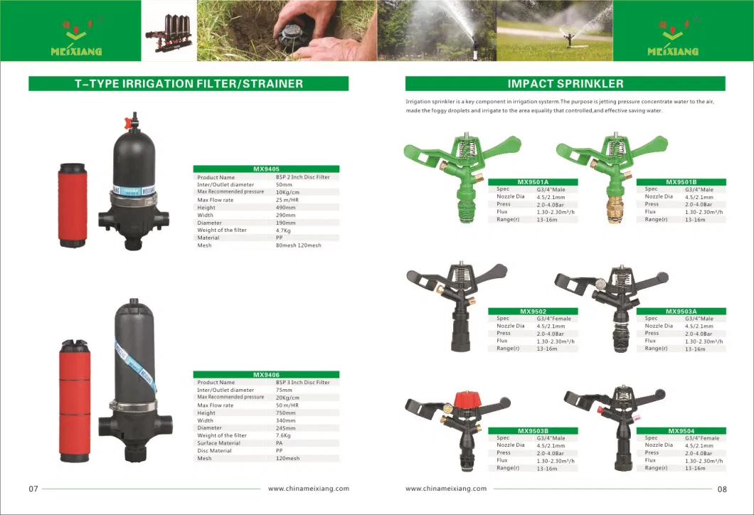 &quot; Plastic Adjustable Impact Sprinkler Irrigation System for Farm Irrigation System