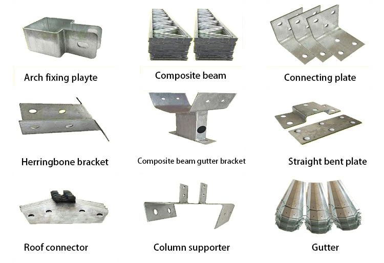 Hot Galvanized Steel Frame Structure Plastic Sheet Hydroponic Systems Greenhouse