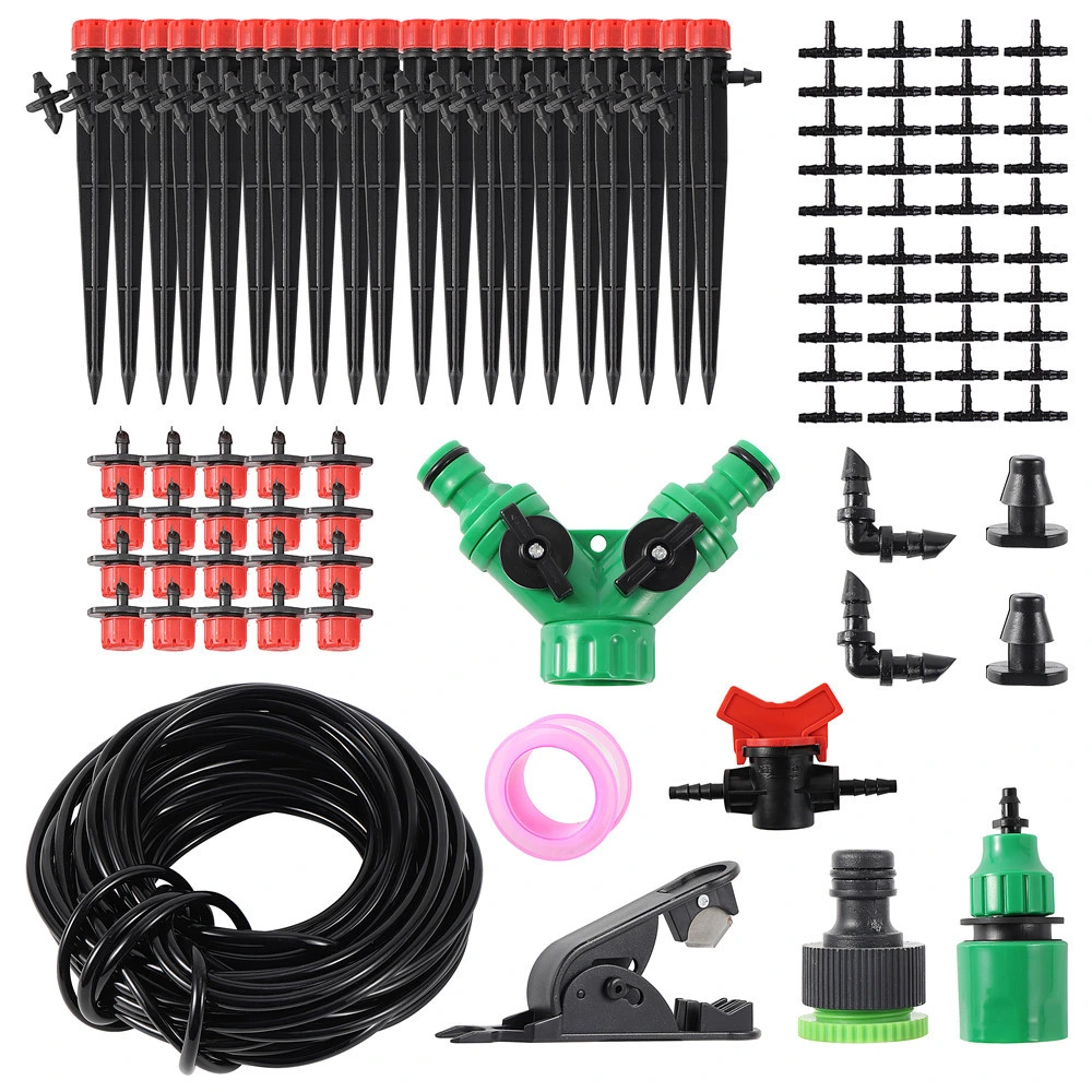 5m~25m DIY Drip Irrigation System Adjustable 8 Hole Red Dripper Kit Garden Plant Automatic Watering Moisturizing Micro Sprinkler