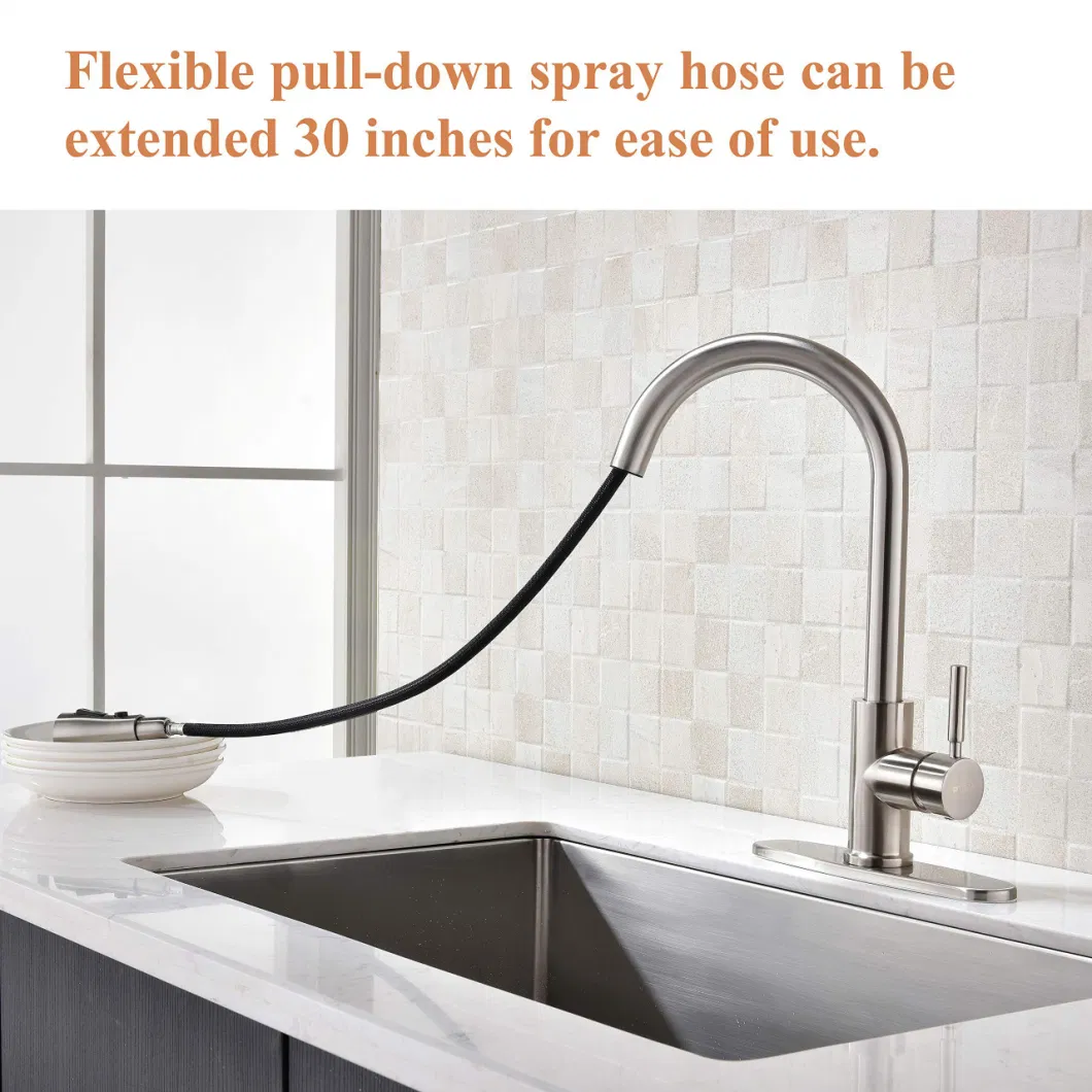 Cupc Magnetic High Arc Pull out Brushed Nickel Kitchen Faucet, Pull Down 3-Function Sprayer with Aquablade Mode