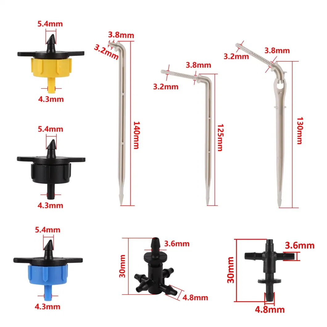 Plant Pot Irrigation System 2/4/8L Curved Arrow Dripper 2/4 Way Splitter Cultivation Flower Root Cultivation Watering Emitter