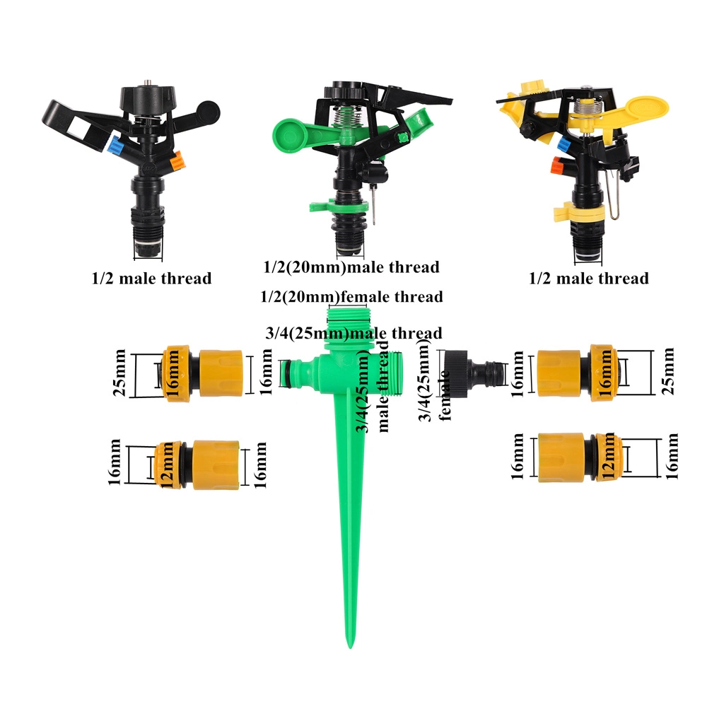 Rotating Rocker Sprinklers 360 Degree Impact Sprinklers with Bracket Quick Connector Garden Yard Lawn Irrigation Watering Nozzle