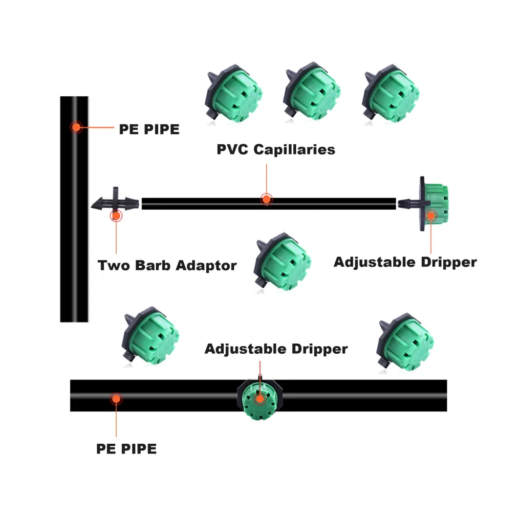 Greenhouse Fruit Trees Drip Irrigation System plastic Adjustable Dripper
