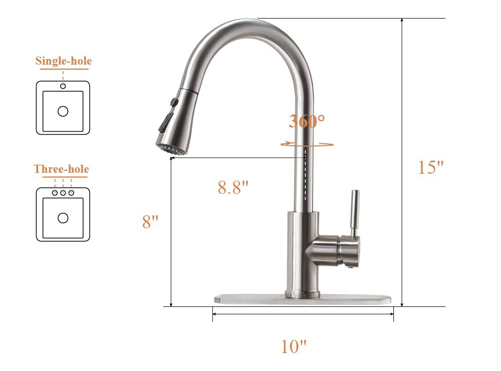 Cupc Magnetic High Arc Pull out Brushed Nickel Kitchen Faucet, Pull Down 3-Function Sprayer with Aquablade Mode