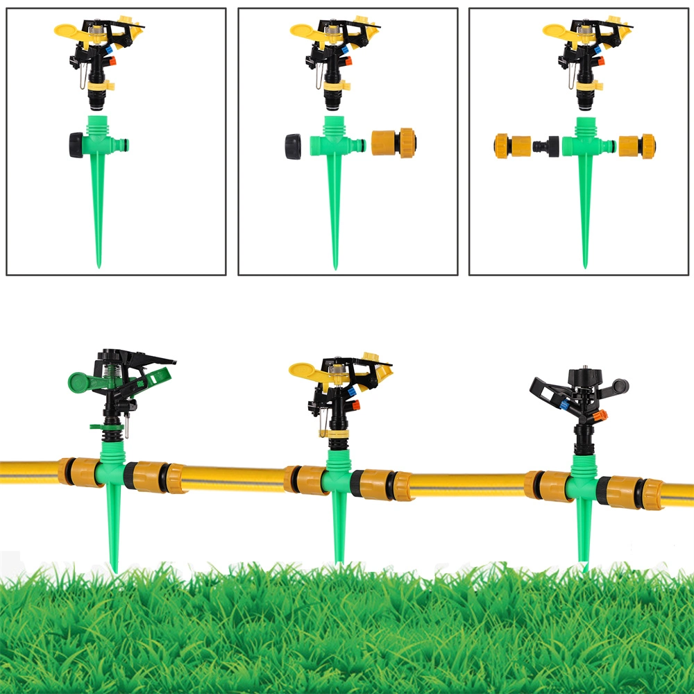 Rotating Rocker Sprinklers 360 Degree Impact Sprinklers with Bracket Quick Connector Garden Yard Lawn Irrigation Watering Nozzle