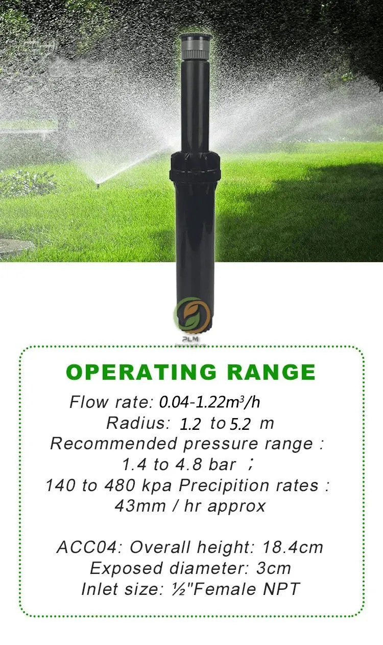 Black Plastic Pop-up Sprinkler (Rain-bird/ Hunter quality)