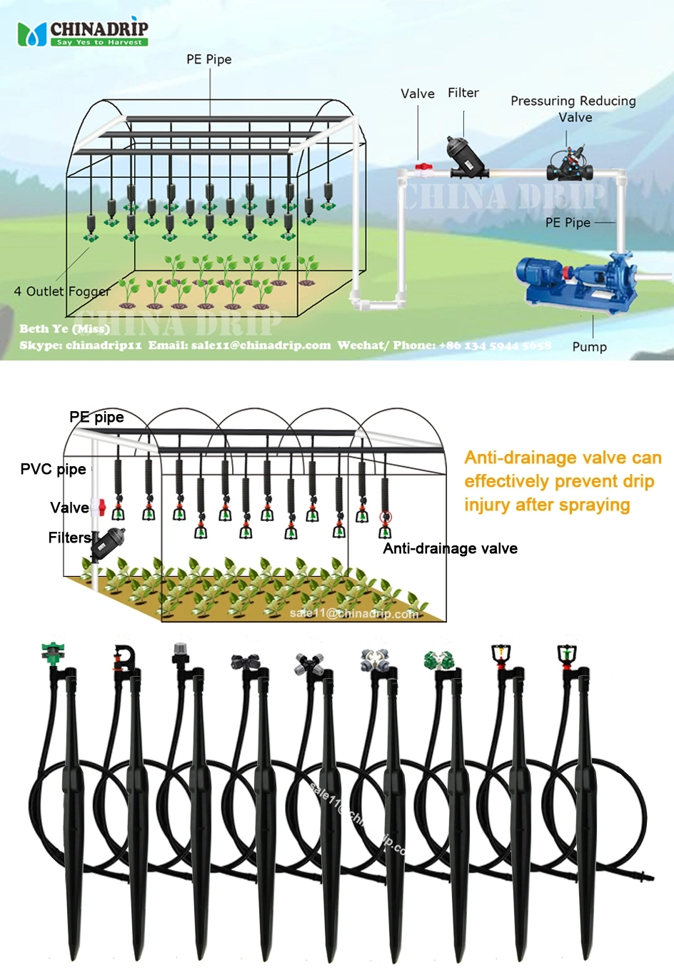 Agricultural Irrigation 360 Degrees Rotary Micro Sprinkler Aspersores Irrigation System Set