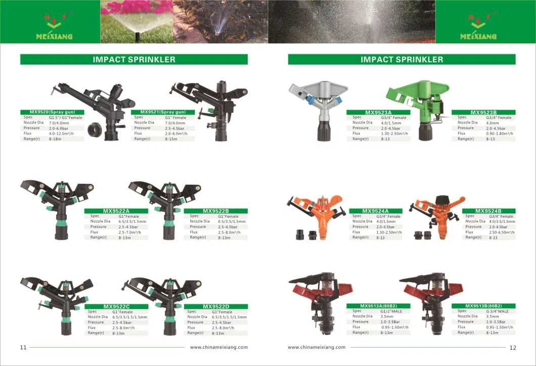 &quot; Plastic Adjustable Impact Sprinkler Irrigation System for Farm Irrigation System