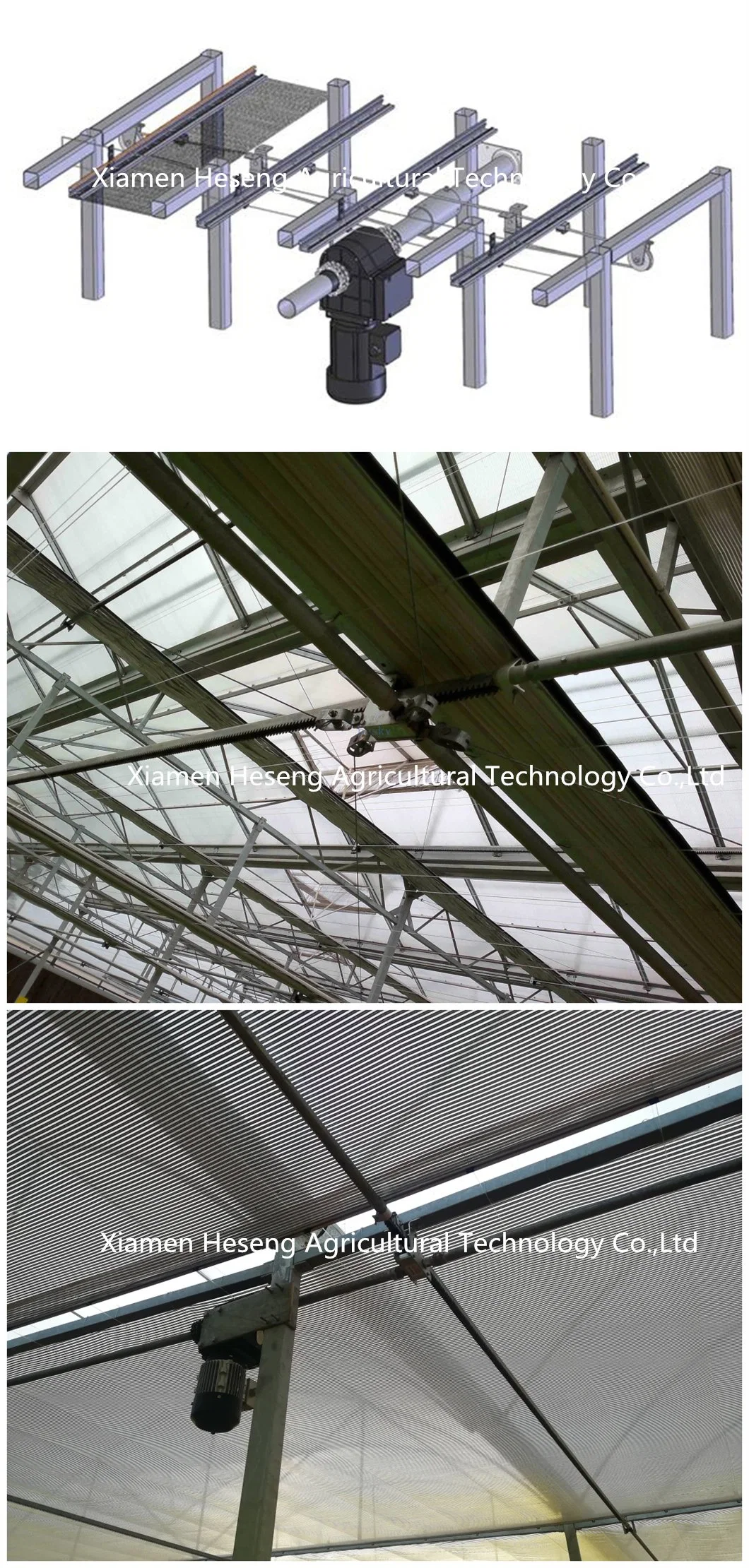 Greenhouse Ventilation Equipment Curtain System for Shade/Energy Saving/Blackout/Light Deprivation Greenhouse Environment Control with Pinion and Rack