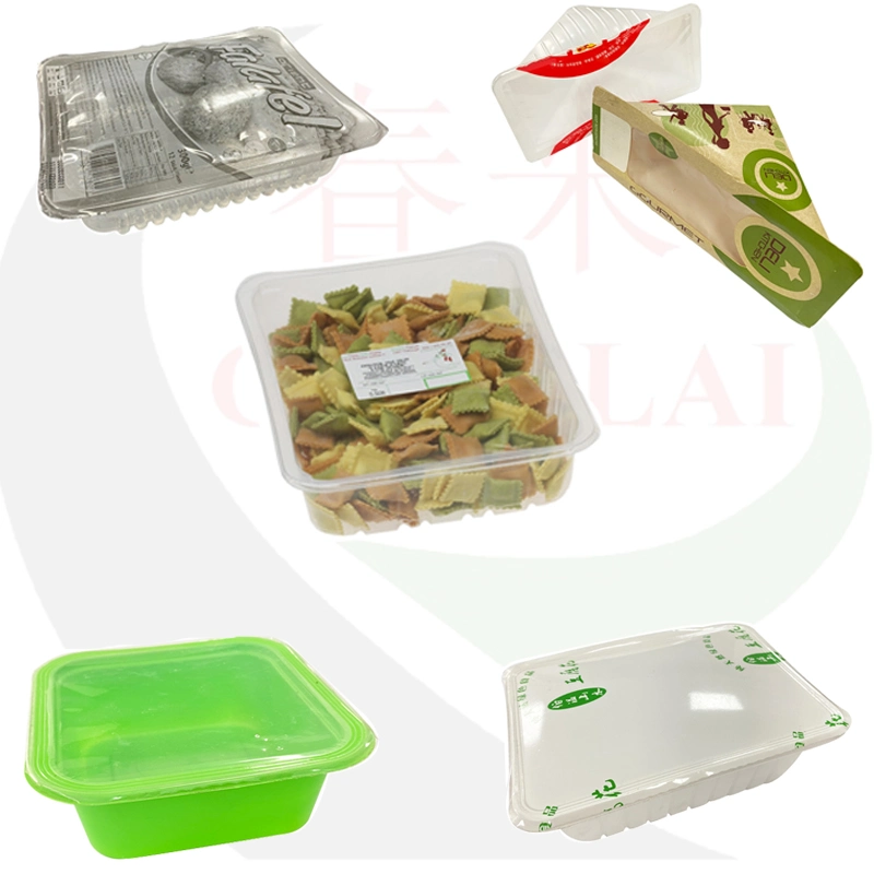 Small Factory Automatic Plastic Food Tray Vacuum Gas Flushing Sealing Machine Vegetable Salad Bowl Packing Machine