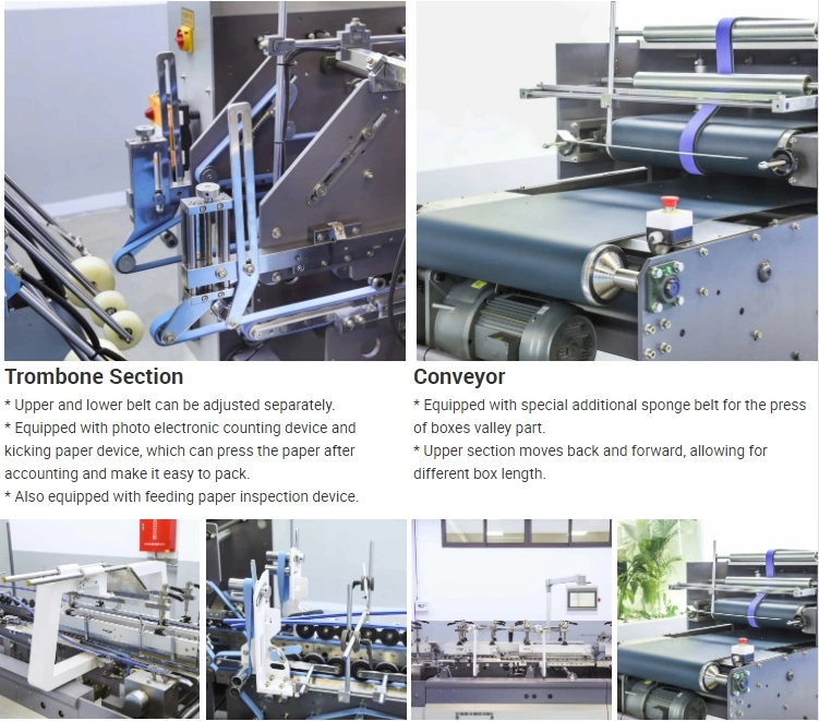 Automatic Paper Cake Pizza Food Packaging Carton Boxes Bag Folder Gluer/ Coffee Cup Sleeve Folding Gluing Pasting Die Cutting Labeling Forming Making Machine