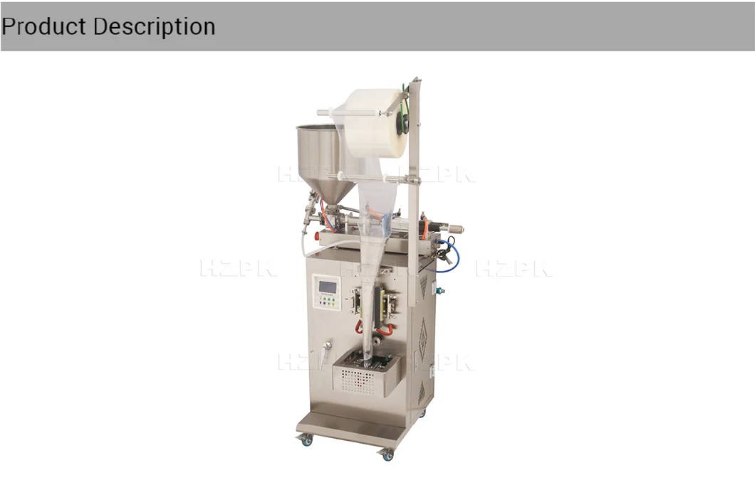 Hzpk Automatic Liquid Paste Plastic Film Food Bag Multi-Function Packaging Machine for Small Business