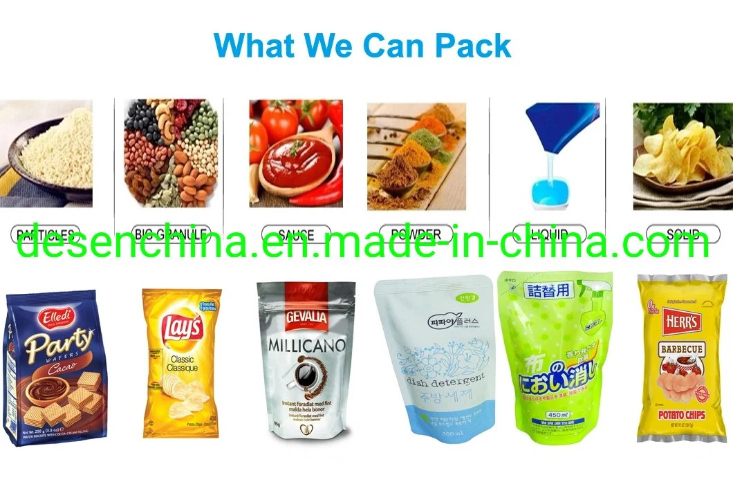 20-30 Kgs Vffs Auto Textured Tissue Soya Chunks Columbus Lemon Juice Sachets/Fruit Juice Stick Packaging Machine