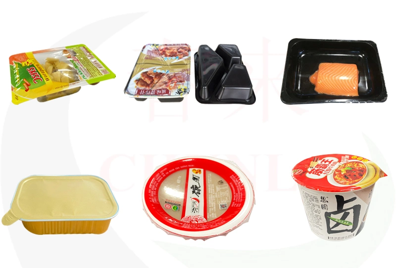 Small Factory Automatic Plastic Food Tray Vacuum Gas Flushing Sealing Machine Vegetable Salad Bowl Packing Machine