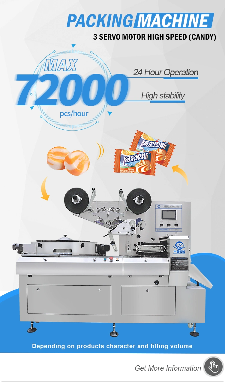 High Speed Full Automatic Pillow Filling Candy Wrapping Packaging/Packing Machine