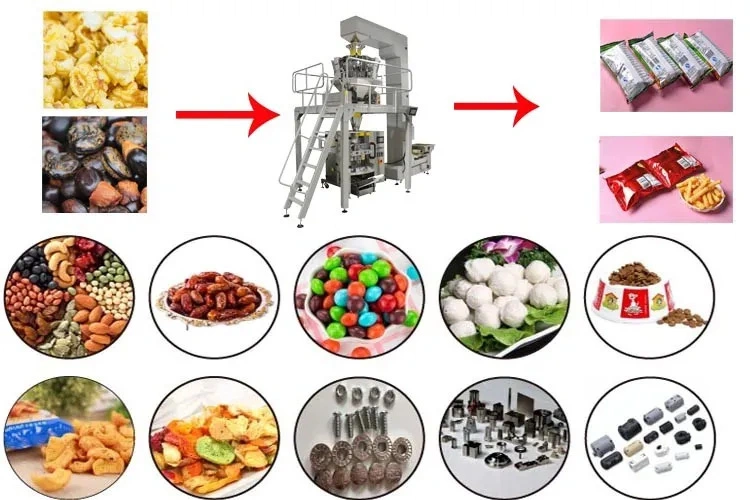 Kefai Automatic Vffs Food Weighing Packing Vacuum Vertical Forming Filling Sealing Peanut Grain Snack Chips Rice Nuts Sugar Granule Pouch Bag Packaging Machine