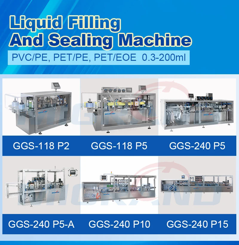 Ggs118-P5 Tffs Machine Cosmetic Packaging Machine for Oral Liquid PE Vial Thermoform Fill Seal Machine