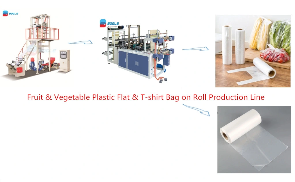 Auto 2 Lines HDPE Polythene PLA Pbat Heat Cut Supermarket Baking Desserts Takeaway Fruit Snacks Takeaway Food Packaging Plastic T-Shirt Tote Bag Making Machine