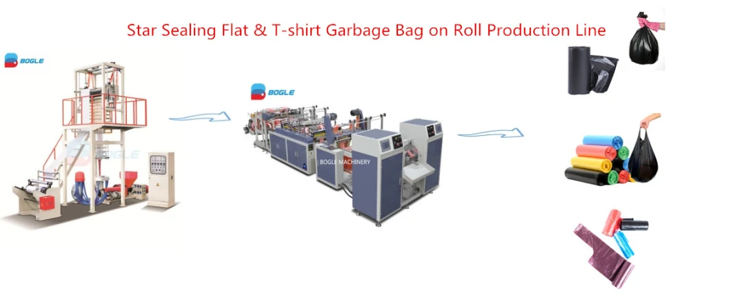 Auto 2 Lines HDPE Polythene PLA Pbat Heat Cut Supermarket Baking Desserts Takeaway Fruit Snacks Takeaway Food Packaging Plastic T-Shirt Tote Bag Making Machine