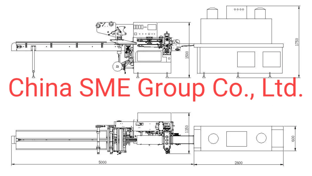 Automatic Servo Lunch Meal Box Heat Shrink Film Flow Pillow Wrapping Packing Machine with Feeder