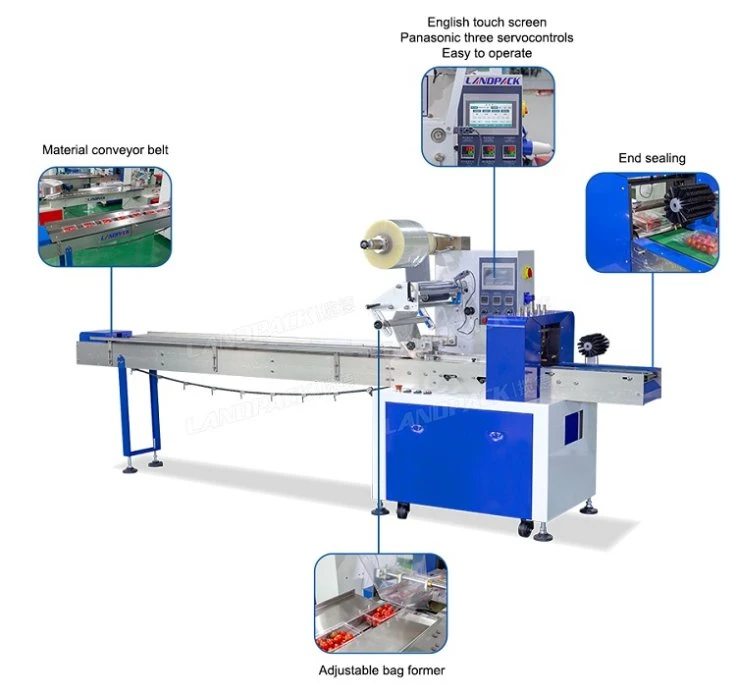 Landpack Lp-450b Horizontal Bread Sandwich Printing Packaging Packing Machinery Machine