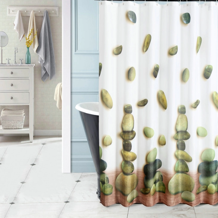 High-Quality Mildew and Waterproof Polyester Shower Curtain, Jacquard Shower Curtain