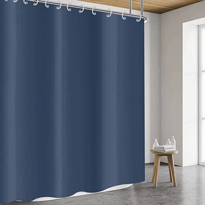 Solid Color Waterproof Polyester Fabric Bathroom Curtain