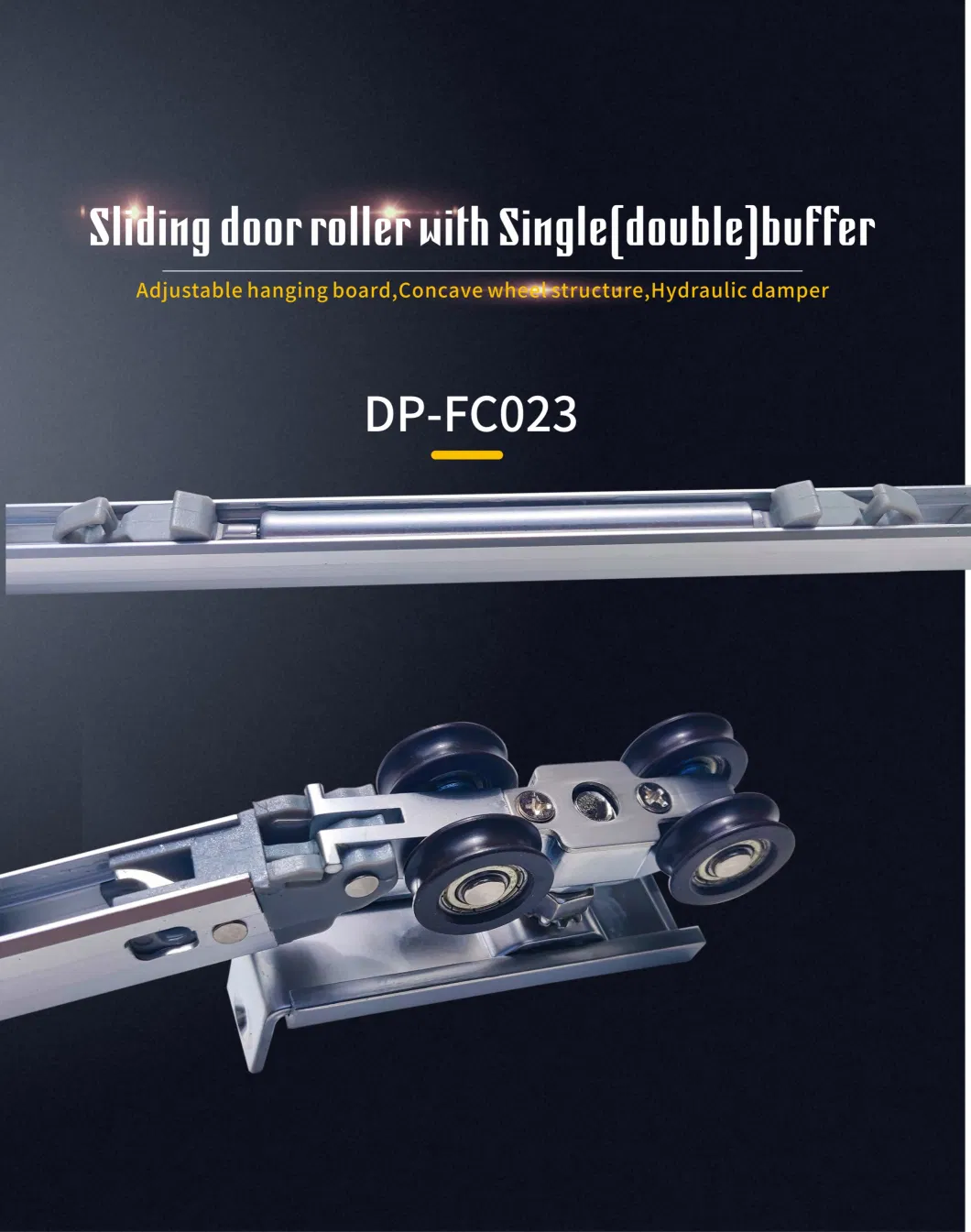 Wooden Sliding System with 80kg Double Side Damper Door Roller