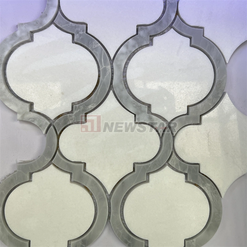 Newstar Wall Art Tiles Natural Stone Grey White Flower Marble Mosaic