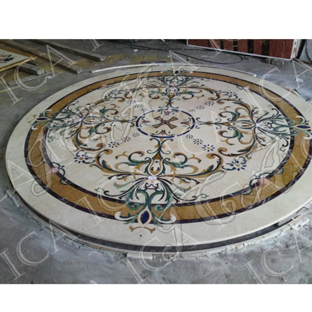 Indoor Decoration Vintage Pattern Handmade Luxury Classical Design European Style Round Marble Mosaic Tile Floor Tile