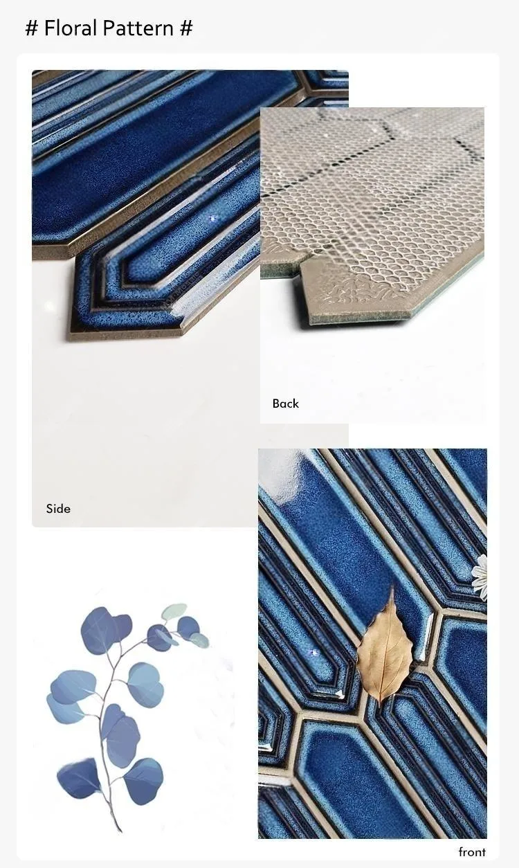 Long Hexagon Picket Shape Dark Blue Ceramic Mozaik Tile Mosaic for Restaurant Buffet Hotel Kitchen Wall Bathroom Backsplash Deco