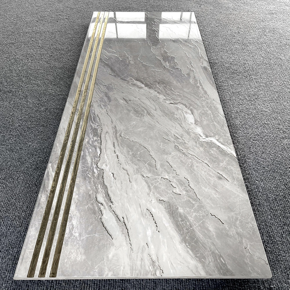 Marble Look Porcelain Stairs Design Tiles Staircase Steps Tiles Polished Glazed Marble Porcelain Tiles