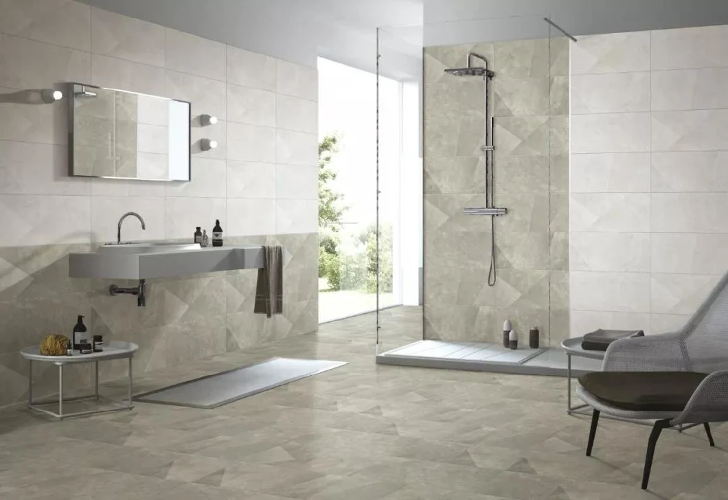 Marble Effect Matt Glazed Full Body Porcelain Floor Tiles for Bathroom and Living Room