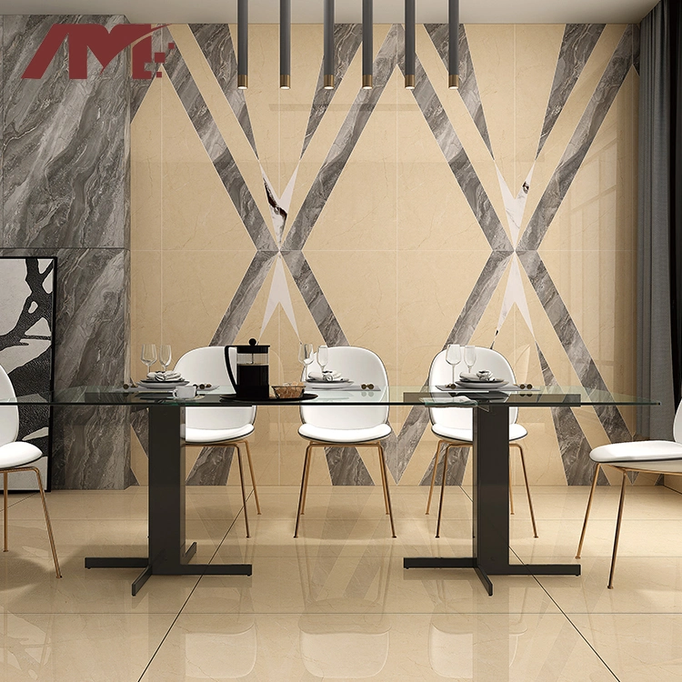 Porcelanato Glazed Tile Marble Look Glossy Porcelain Tile Building Material