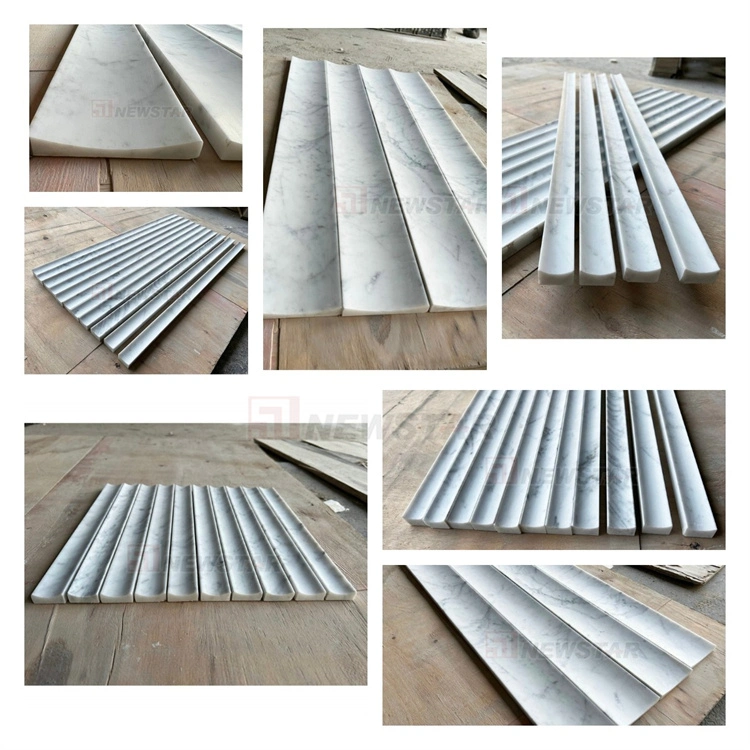 Newstar Home Decoration Wall Fluted Marble Tile Round Edge Travertine Marble Fluted Wall Bathroom Tiles