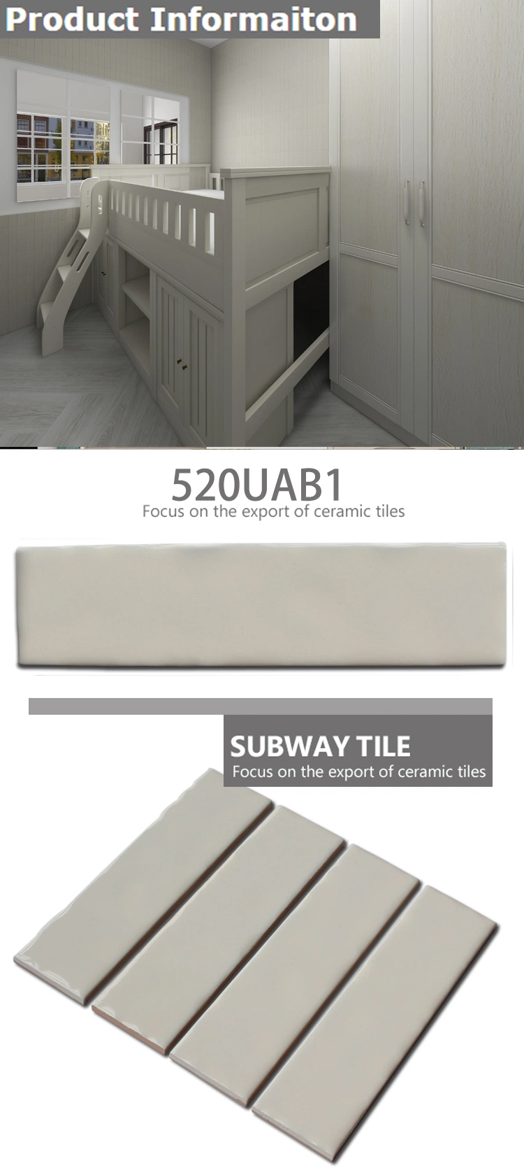 50X200mm off-White Subway Tiles Interior Wall Tiles Decoration Metro Tiles