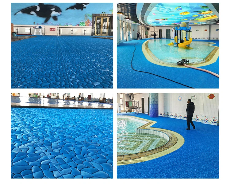 Brown Interlocking Anti Slip PVC Floor Tile for Swimming Pool