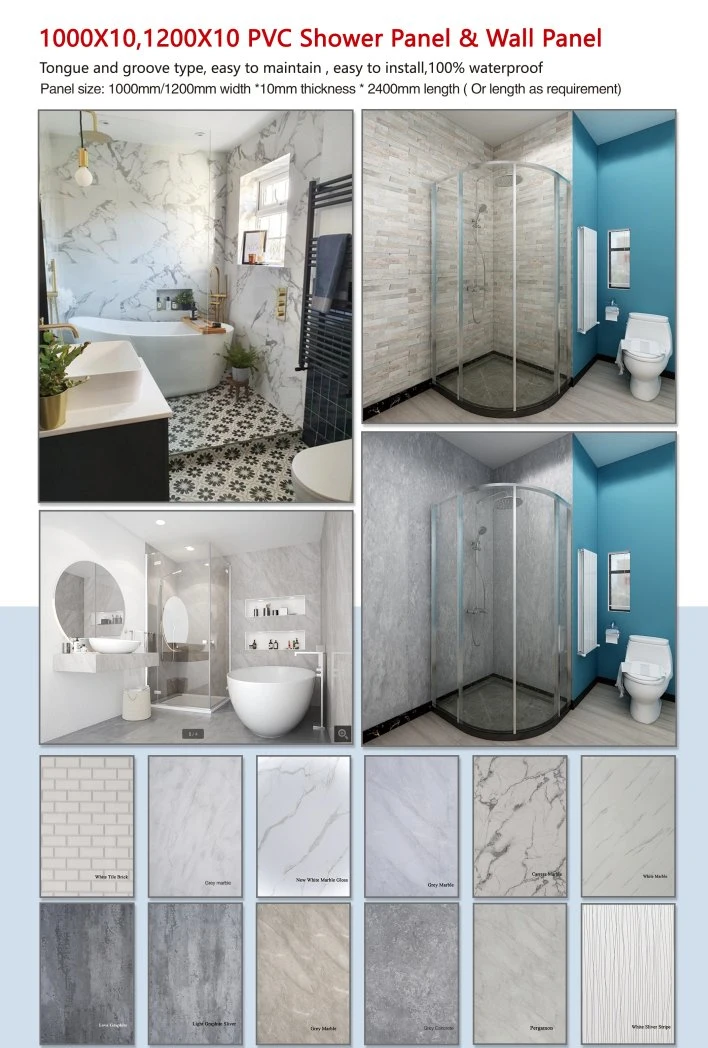 600mm Width White Marble Tile Effect Cutline PVC Shower Bathroom Wall Cladding Panel