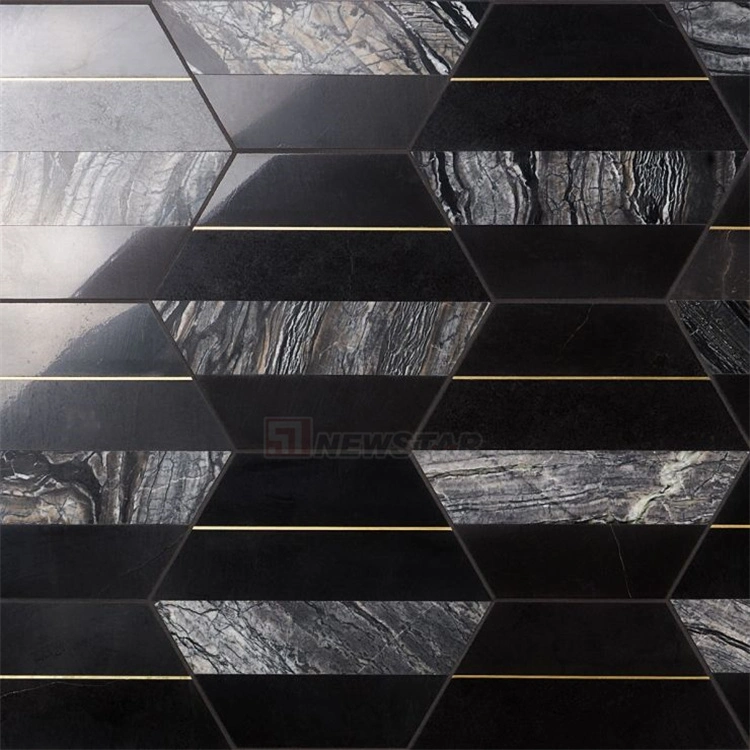 Newstar Modern Bathroom Walls Black Marble Hexagon Tile Marble Kitchen Walls Tiles