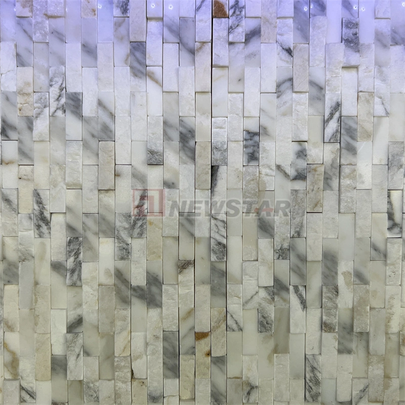 Newstar Wall Art Tiles Natural Stone Grey White Flower Marble Mosaic