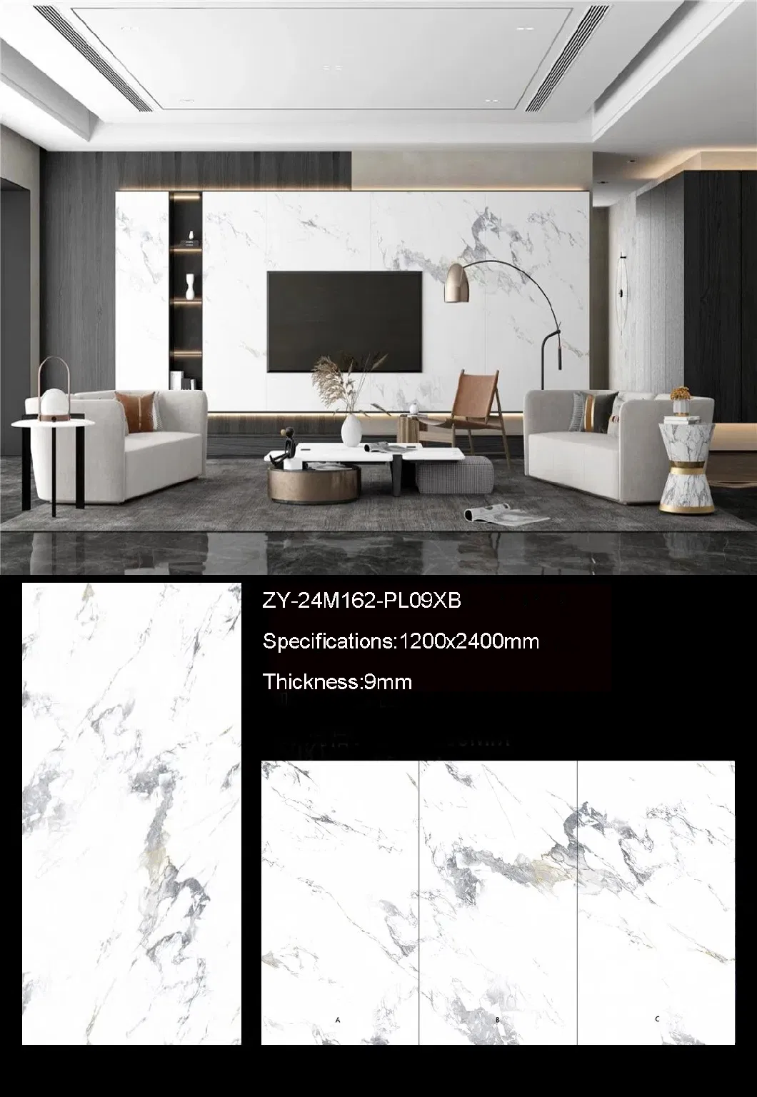 Customization Jiangxuebai (polished surface) Marble Look Ceramic Big Size Porcelain Floor Tile Sintered Stone for Hotel/Interior