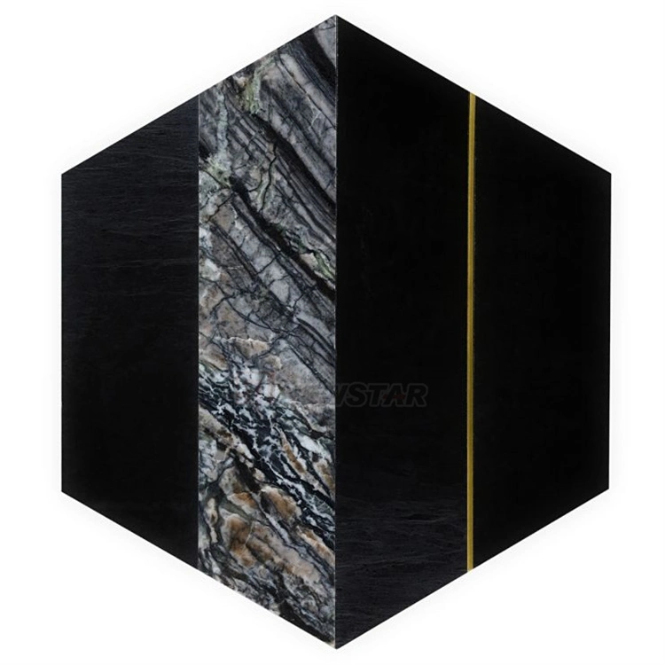 Newstar Modern Bathroom Walls Black Marble Hexagon Tile Marble Kitchen Walls Tiles