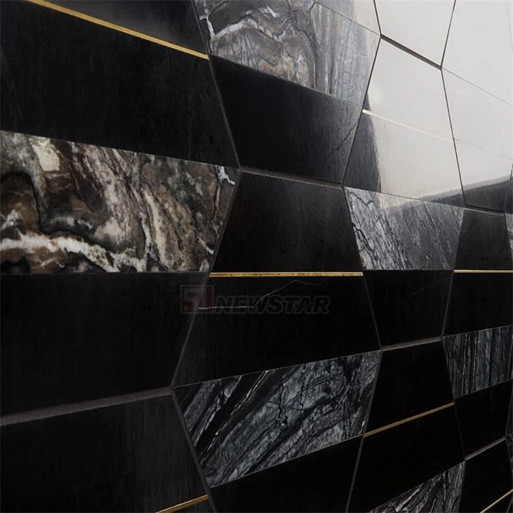 Newstar Modern Bathroom Walls Black Marble Hexagon Tile Marble Kitchen Walls Tiles